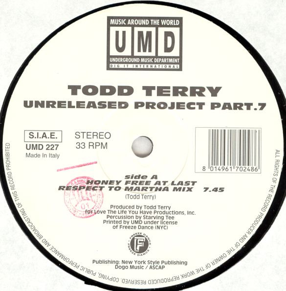 Todd Terry - Unreleased Project Part 7 | Underground Music Department (UMD) (UMD 227) - 2