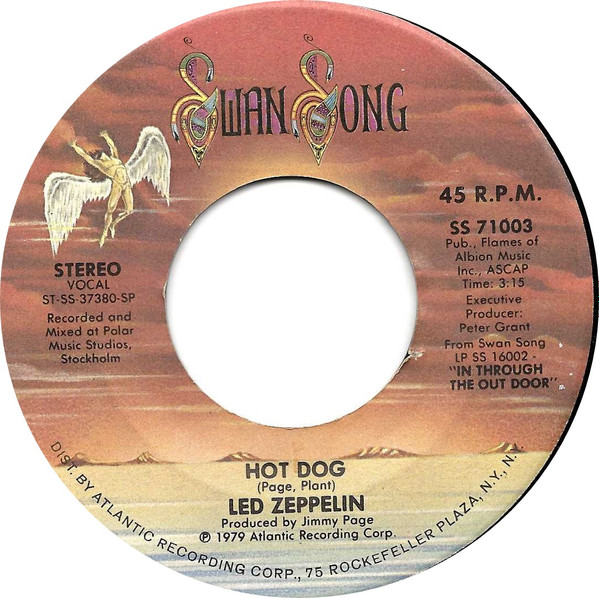 Led Zeppelin - Fool In The Rain / Hot Dog | Swan Song (SS 71003) - 2