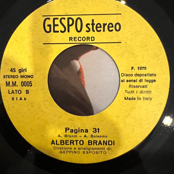 Alberto Brandi - Me N'Aggia Vedè Bene! / Pagina 31 | Gespo Stereo Record (MM 0005) - 3 Alberto Brandi - Me N'Aggia Vedè Bene! / Pagina 31 | Gespo Stereo Record (MM 0005) - 3