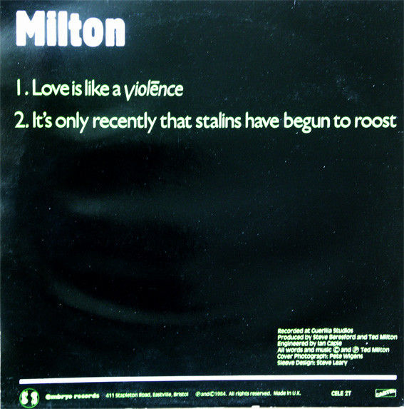 Ted Milton - Love Is Like A Violēnce | Embryo Records (CELE 2T) - 2