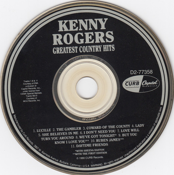 Kenny Rogers - Greatest Country Hits | Curb Records/Capitol Nashville (D2-77358) - 2