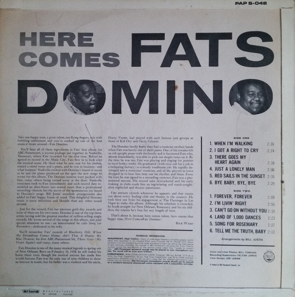 Fats Domino - Here Comes Fats Domino | Artone (PAP S-048) - 2 Fats Domino - Here Comes Fats Domino | Artone (PAP S-048) - 2