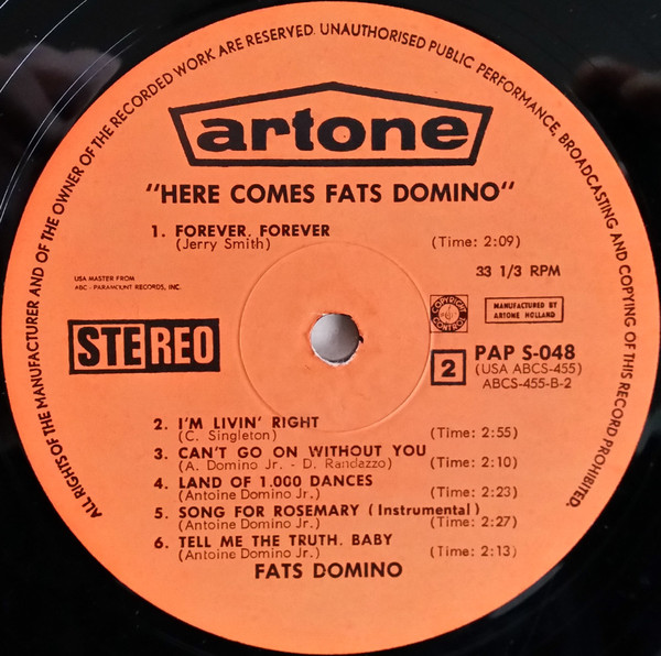 Fats Domino - Here Comes Fats Domino | Artone (PAP S-048) - 4 Fats Domino - Here Comes Fats Domino | Artone (PAP S-048) - 4