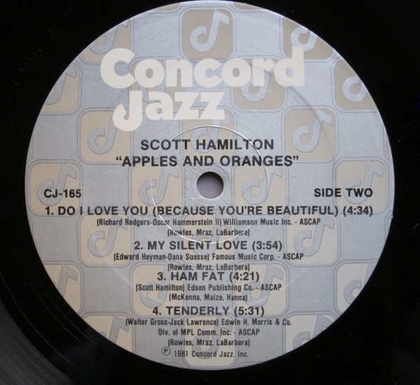 Scott Hamilton - Apples And Oranges | Concord Jazz (CJ-165) - 4