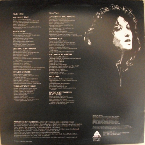Melissa Manchester - Melissa - Vinilo | Arista (ARTY 104) - 2 Melissa Manchester - Melissa - Vinilo | Arista (ARTY 104) - 2