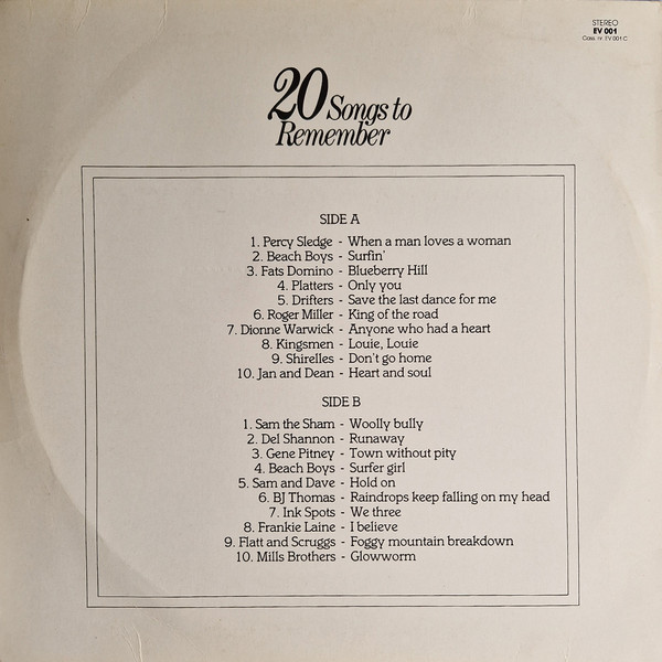 Various - 20 Songs To Remember | Everest (EV001) - 2