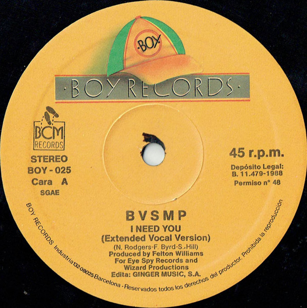 B.V.S.M.P. - I Need You | Boy Records (BOY-025) - 2 B.V.S.M.P. - I Need You | Boy Records (BOY-025) - 2