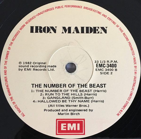 Iron Maiden - The Number Of The Beast | EMI (EMC 3400) - 3