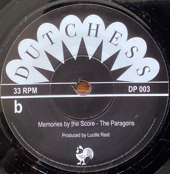 The Paragons - Blackbirds Singing / Memories By The Score | Dutchess (DP 003) - 2