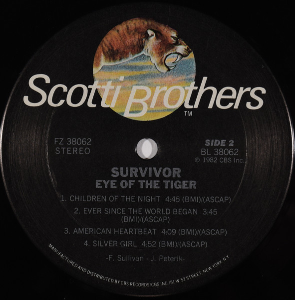 Survivor - Eye Of The Tiger | Scotti Bros. Records (FZ 38062) - 4