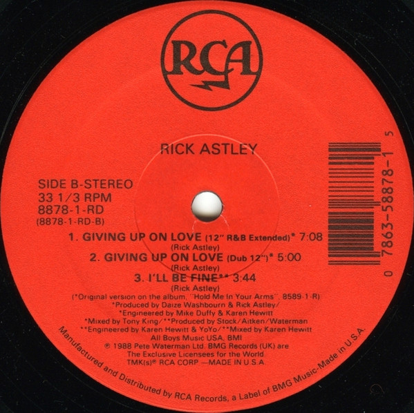Rick Astley - Giving Up On Love (12") [Vinyl] | RCA (8878-1-RD) - 4