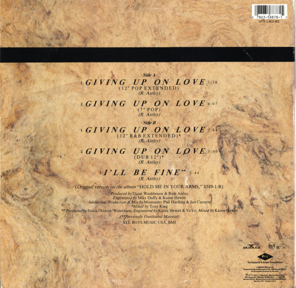 Rick Astley - Giving Up On Love (12") [Vinyl] | RCA (8878-1-RD) - 2