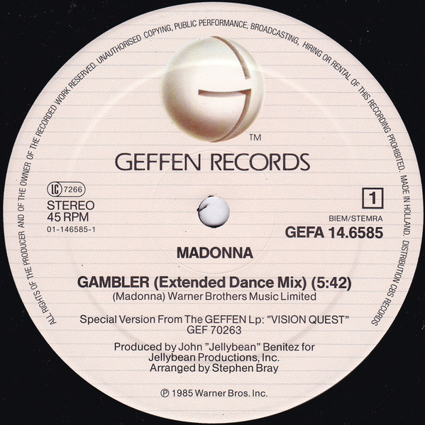 Madonna - Gambler (Extended Dance Remix) | Geffen Records (GEFA 14.6585) - 3 Madonna - Gambler (Extended Dance Remix) | Geffen Records (GEFA 14.6585) - 3