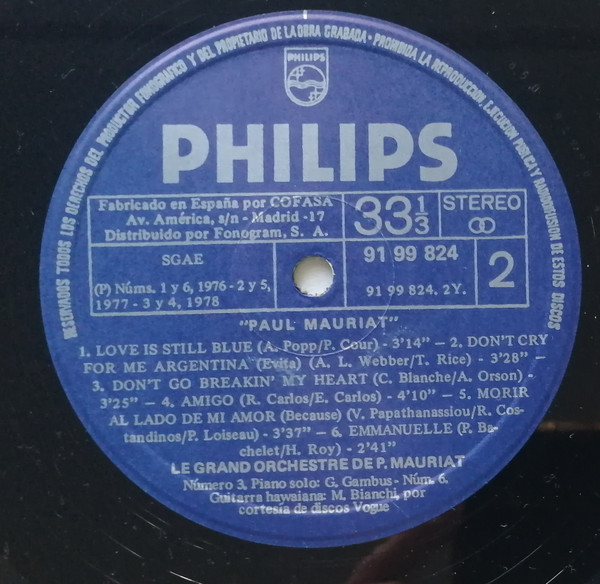 Le Grand Orchestre De Paul Mauriat - La Gran Orquesta De Paul Mauriat | Philips (66 41 848) - 3 Le Grand Orchestre De Paul Mauriat - La Gran Orquesta De Paul Mauriat | Philips (66 41 848) - 3