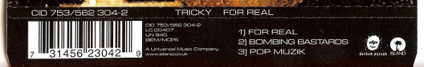Tricky - For Real | Island Records (CID 753) - 2 Tricky - For Real | Island Records (CID 753) - 2