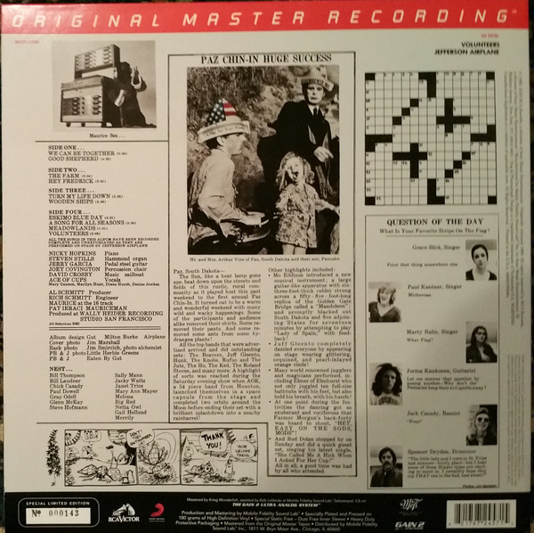Jefferson Airplane - Volunteers | Mobile Fidelity Sound Lab (MFSL 2-457) - 3