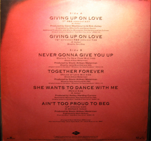 Rick Astley - Giving Up On Love (12") [Vinyl] | RCA (8969-1-RDAB) - 2