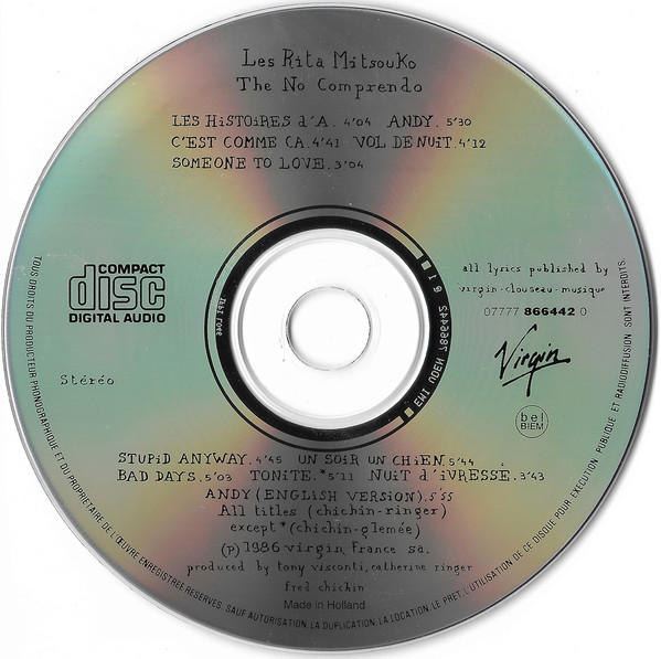 Les Rita Mitsouko Présentent The No Comprendo - Les Rita Mitsouko Présentent The No Comprendo | Virgin (07777 866442 0) - 3