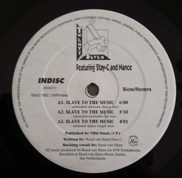 Twenty 4 Seven Featuring Stay-C And Nance - Slave To The Music | Indisc (2000211) - 3 Twenty 4 Seven Featuring Stay-C And Nance - Slave To The Music | Indisc (2000211) - 3