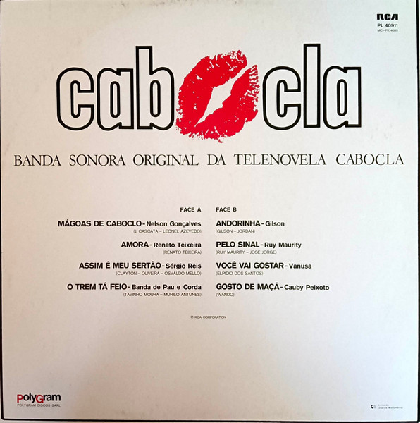 Various - Banda Sonora Original Da Telenovela Cabocla | RCA (PL 40911) - 2