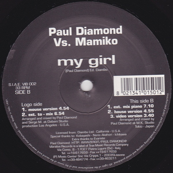 Paul Diamond Vs. Mamiko Aso - My Girl | Vibrative Records (VIB 002) - main Paul Diamond Vs. Mamiko Aso - My Girl | Vibrative Records (VIB 002) - main