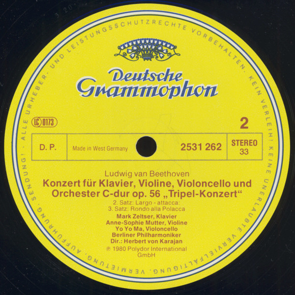 Ludwig van Beethoven , Anne-Sophie Mutter ∙ Mark Zeltser ∙ Yo-Yo Ma , Berliner Philharmoniker ∙ Herbert von Karajan - Tripelkonzert = Triple Concerto | Deutsche Grammophon (2531 262) - 4 Ludwig van Beethoven , Anne-Sophie Mutter ∙ Mark Zeltser ∙ Yo-Yo Ma , Berliner Philharmoniker ∙ Herbert von Karajan - Tripelkonzert = Triple Concerto | Deutsche Grammophon (2531 262) - 4