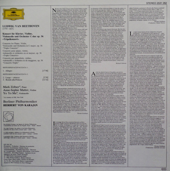 Ludwig van Beethoven , Anne-Sophie Mutter ∙ Mark Zeltser ∙ Yo-Yo Ma , Berliner Philharmoniker ∙ Herbert von Karajan - Tripelkonzert = Triple Concerto | Deutsche Grammophon (2531 262) - 2 Ludwig van Beethoven , Anne-Sophie Mutter ∙ Mark Zeltser ∙ Yo-Yo Ma , Berliner Philharmoniker ∙ Herbert von Karajan - Tripelkonzert = Triple Concerto | Deutsche Grammophon (2531 262) - 2