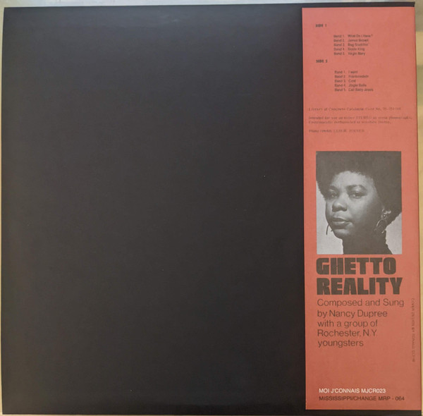 Nancy Dupree With Group Of Rochester, NY Youngsters - Ghetto Reality | Moi J'Connais Records (MJCR023) - 2