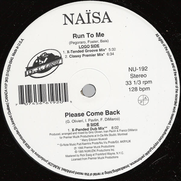 Naïsa - Run To Me / Please Come Back | Numuzik Inc. (NU-192) - main
