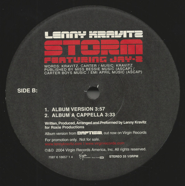 Lenny Kravitz Featuring Jay-Z - Storm | Virgin (7087 6 18657 1 4) - 2