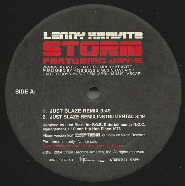 Lenny Kravitz Featuring Jay-Z - Storm | Virgin (7087 6 18657 1 4) - main
