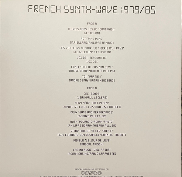 Various - BIPPP : French Synth-Wave 1979/85 | Born Bad Records (0002) - 2