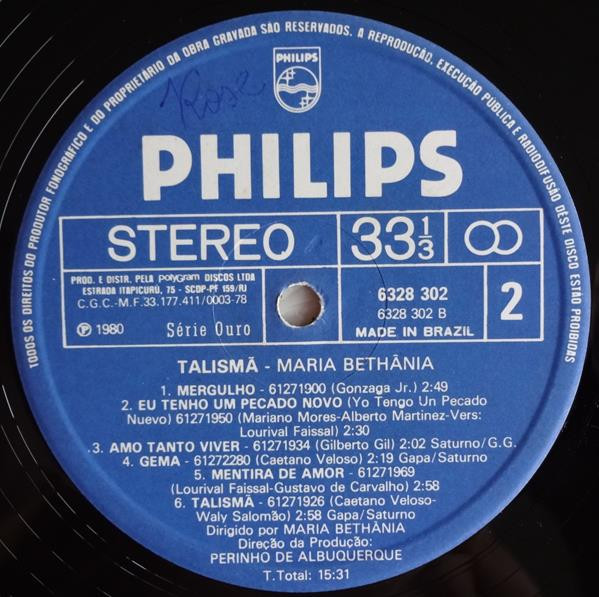 Maria Bethânia - Talismã | Philips (6328 302) - 4 Maria Bethânia - Talismã | Philips (6328 302) - 4