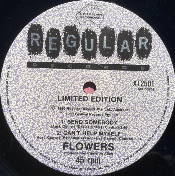 Flowers - Can't Help Myself | Regular Records (X 12501) - 4 Flowers - Can't Help Myself | Regular Records (X 12501) - 4