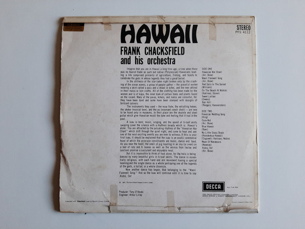 Frank Chacksfield & His Orchestra - Hawaii | Decca (PFS 4112) - 2 Frank Chacksfield & His Orchestra - Hawaii | Decca (PFS 4112) - 2