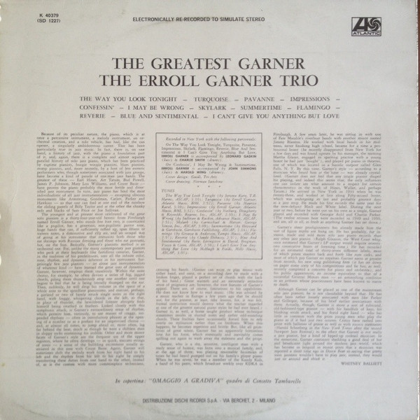 Erroll Garner Trio - The Greatest Garner | Atlantic (K 40379) - 2 Erroll Garner Trio - The Greatest Garner | Atlantic (K 40379) - 2
