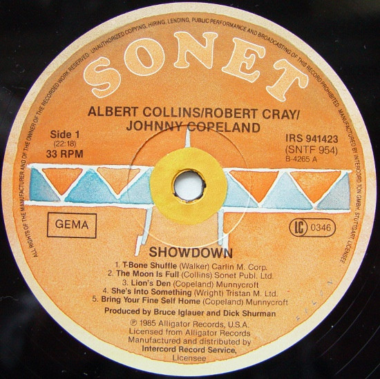 Albert Collins / Robert Cray / Johnny Copeland - Showdown! | Sonet (IRS 941423) - 3