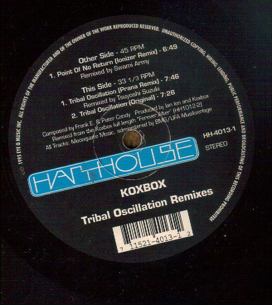 Koxbox - Tribal Oscillation (Remixes) | Harthouse America (HH 4013-1) - main Koxbox - Tribal Oscillation (Remixes) | Harthouse America (HH 4013-1) - main