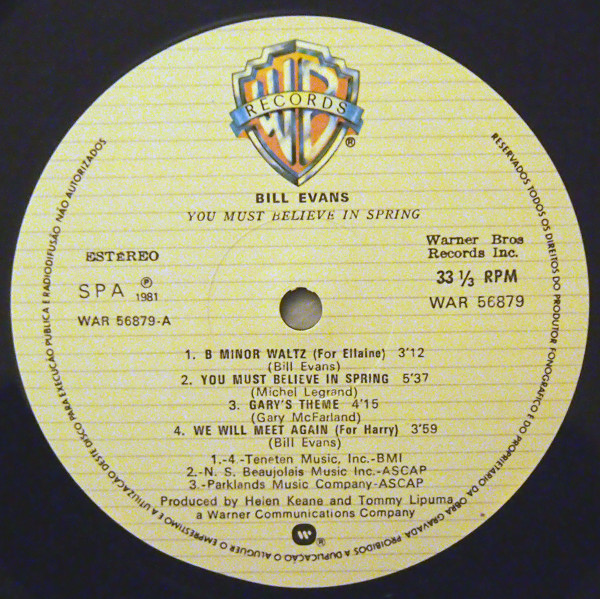 Bill Evans - You Must Believe In Spring | Warner Bros. Records (WAR 56879) - 3
