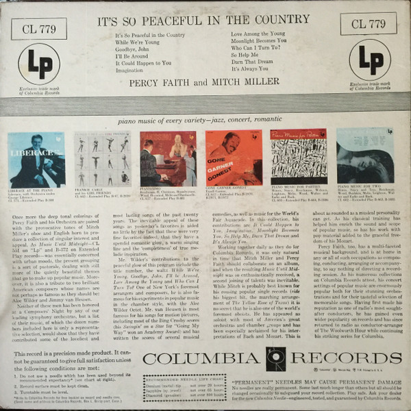 Percy Faith And Mitch Miller - It's So Peaceful In The Country | Columbia (CL 779) - 2