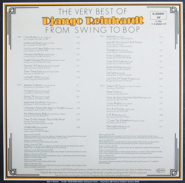 Django Reinhardt - The Very Best Of - From Swing To Bop (His Best Recordings From 1935-1953) | Decca (6.28441 DP) - 4 Django Reinhardt - The Very Best Of - From Swing To Bop (His Best Recordings From 1935-1953) | Decca (6.28441 DP) - 4