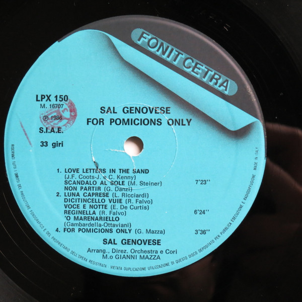 Sal Genovese - For Pomicions Only | Fonit Cetra (LPX 150) - 3