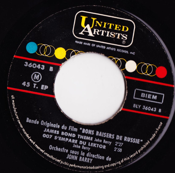 John Barry - Bons Baisers De Russie (From Russia With Love) | United Artists Records (36 043) - 3 John Barry - Bons Baisers De Russie (From Russia With Love) | United Artists Records (36 043) - 3