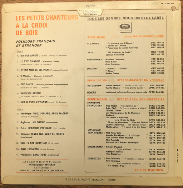 Les Petits Chanteurs A La Croix De Bois - Folklore Français Et Étranger | Pathé (SPTX 340503) - 2 Les Petits Chanteurs A La Croix De Bois - Folklore Français Et Étranger | Pathé (SPTX 340503) - 2