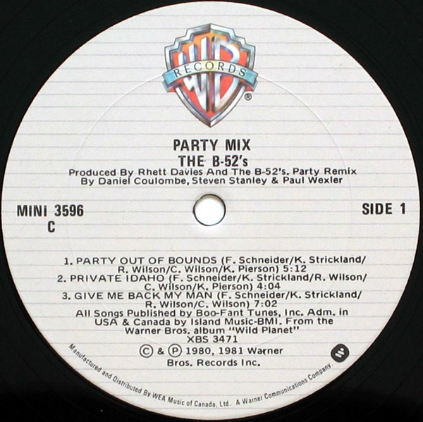 The B-52's - Party Mix! | Warner Bros. Records (MINI 3596) - 3