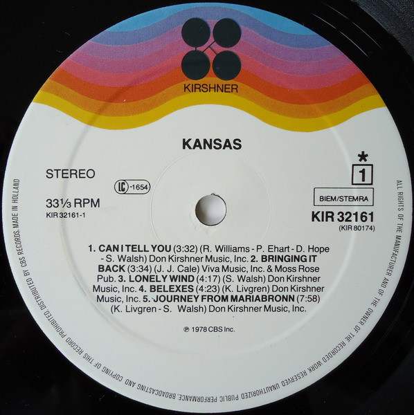 Kansas - Kansas | Kirshner (KIR 32161) - 4 Kansas - Kansas | Kirshner (KIR 32161) - 4