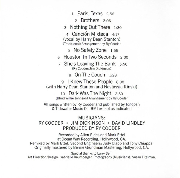 Ry Cooder - Paris, Texas (Original Motion Picture Soundtrack) | Warner Bros. Records (9 25270-2) - 4 Ry Cooder - Paris, Texas (Original Motion Picture Soundtrack) | Warner Bros. Records (9 25270-2) - 4