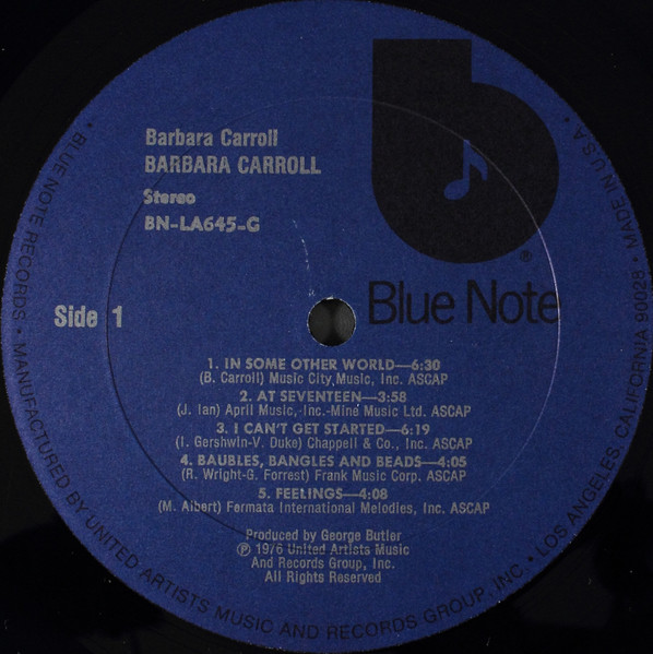 Barbara Carroll - Barbara Carroll | Blue Note (BN-LA645-G) - 2