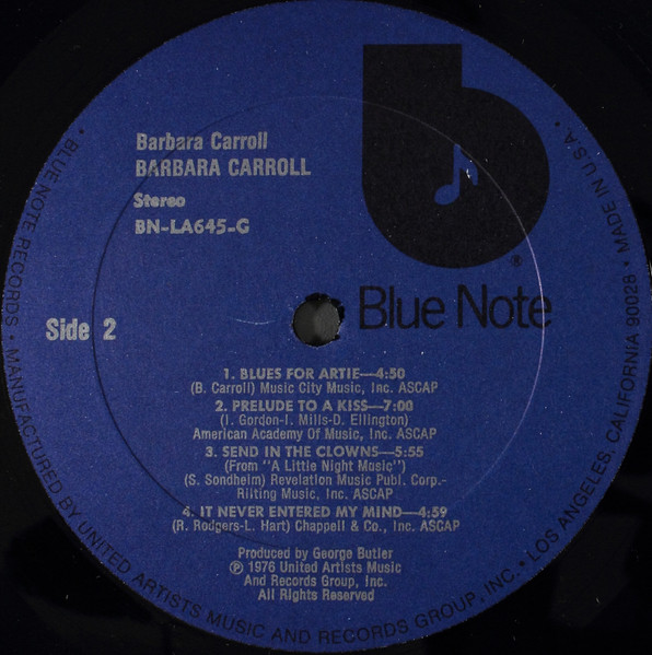 Barbara Carroll - Barbara Carroll | Blue Note (BN-LA645-G) - 3