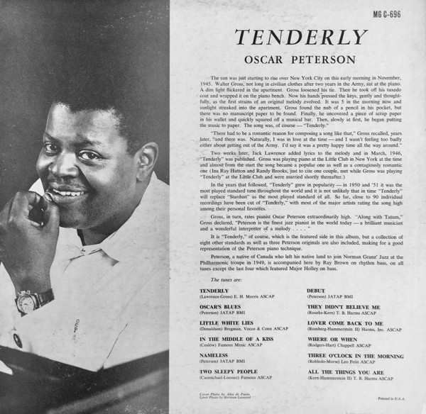 Oscar Peterson - Tenderly | Clef Records (MG C-696) - 2 Oscar Peterson - Tenderly | Clef Records (MG C-696) - 2